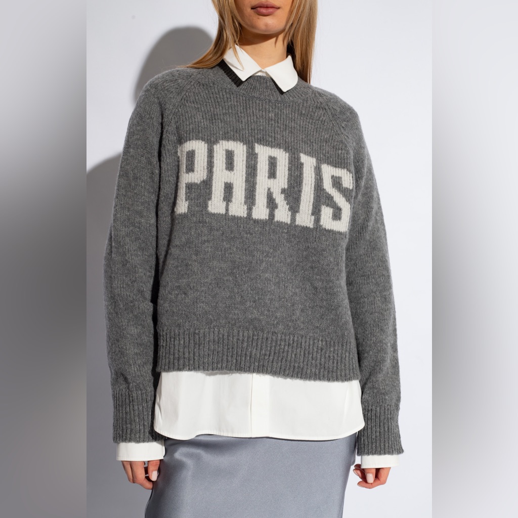 Anine Bing Kendrick Sweater University Paris In Charcoal Wool Cashmere Size M